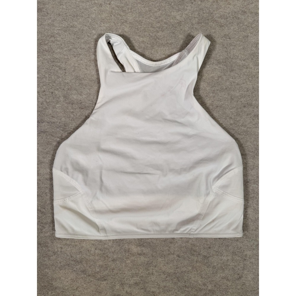 Lululemon Sports Bra Womens 2 White High Neck Racerback Mesh Yoga Gym Running‎